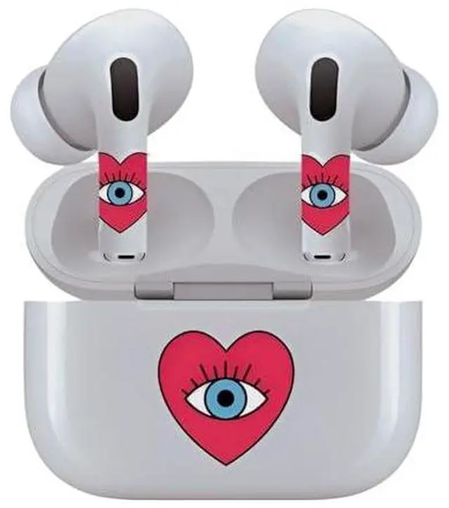 Alt view image 6 of 7 - AirSkins - Decals for AirPods 3, Evil Eye Heart Design, Scratch-Resistant, Precision Fit, Wireless Charging Friendly, Easy Application, Durable Protection for Earbuds & Case