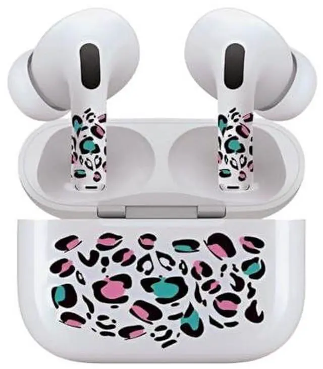 Alt view image 6 of 7 - AirSkins - Decals for AirPods 3, Colorful Leopard Print Design, Scratch-Resistant, Precision Fit, Wireless Charging Friendly, Easy Application, Durable Protection for Earbuds & Case