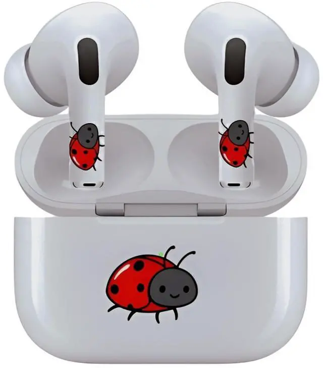 Alt view image 7 of 7 - AirSkins - Decals for AirPods 4, Lady Bug Design, Scratch-Resistant, Precision Fit, Wireless Charging Friendly, Easy Application, Durable Protection for Earbuds & Case