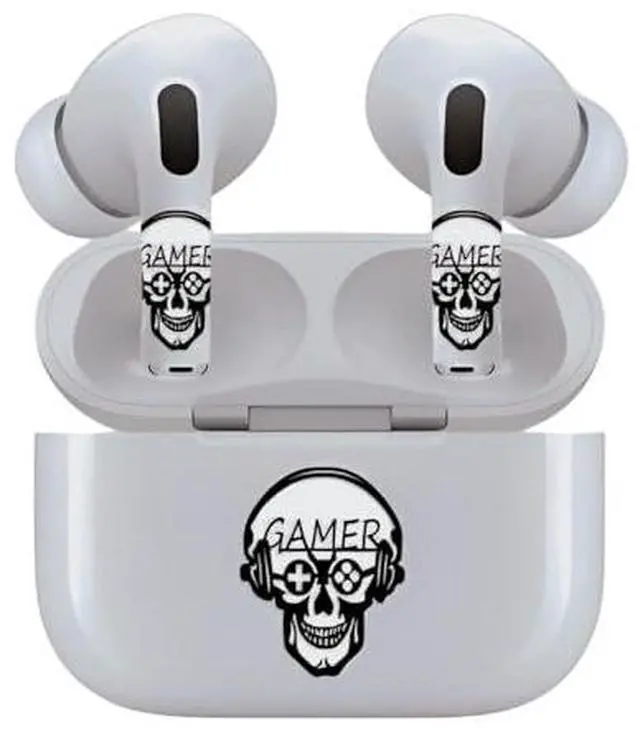 Alt view image 6 of 7 - AirSkins - Decals for AirPods Pro & Pro 2, Skeleton Gamer Design Scratch-Resistant Precision Fit Wireless Charging Friendly Easy Application Durable Protection for Earbuds & Case