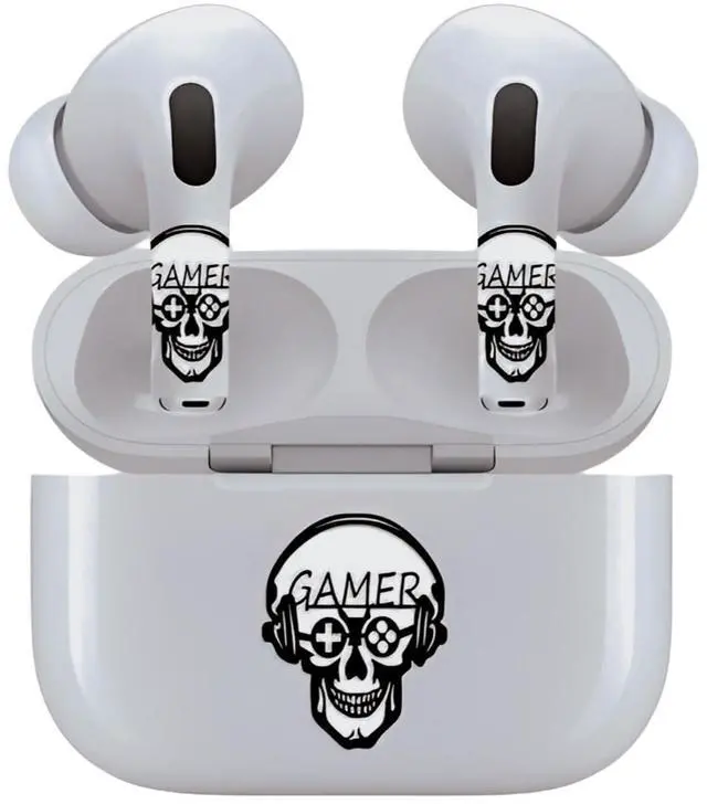 Alt view image 7 of 7 - AirSkins - Decals for AirPods Pro & Pro 2, Skeleton Gamer Design Scratch-Resistant Precision Fit Wireless Charging Friendly Easy Application Durable Protection for Earbuds & Case