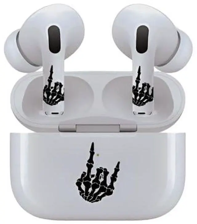 Alt view image 6 of 7 - AirSkins - Decals for AirPods 3, Rock On Skeleton Hand Design, Scratch-Resistant, Precision Fit, Wireless Charging Friendly, Easy Application, Durable Protection for Earbuds & Case