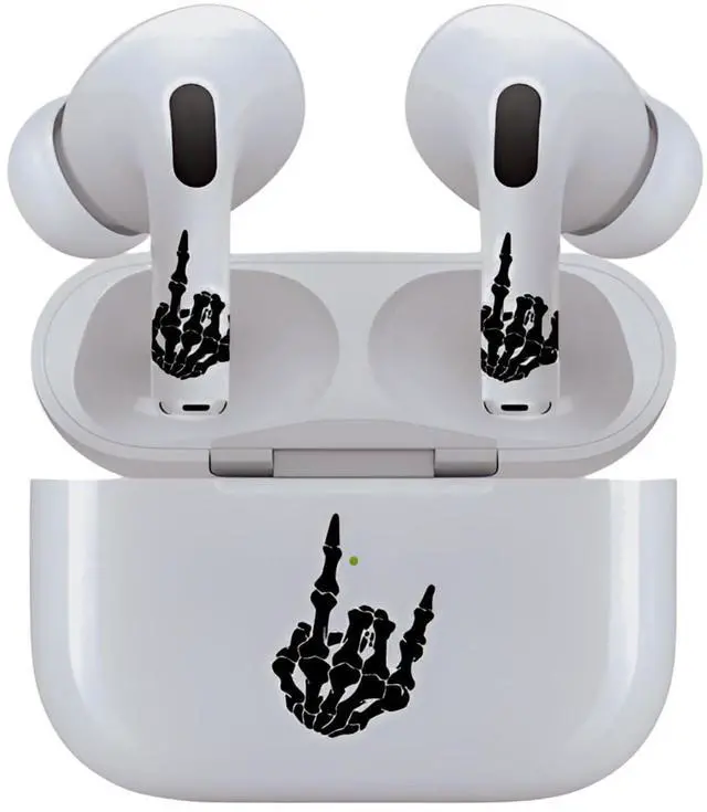 Alt view image 7 of 7 - AirSkins - Decals for AirPods 3, Rock On Skeleton Hand Design, Scratch-Resistant, Precision Fit, Wireless Charging Friendly, Easy Application, Durable Protection for Earbuds & Case