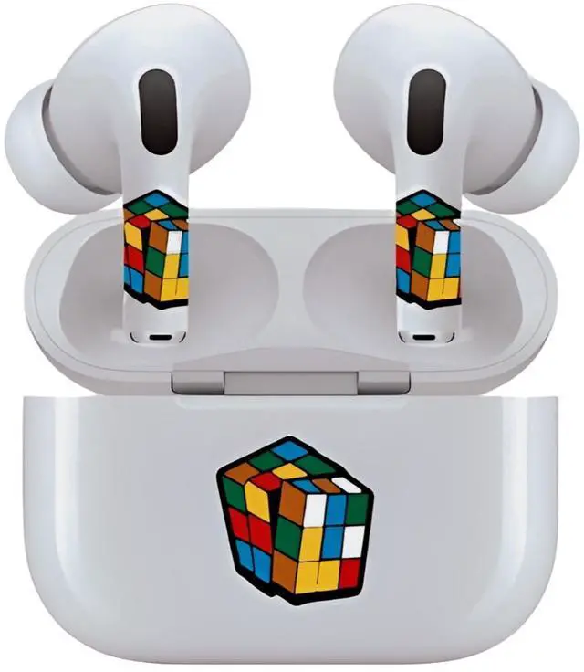 Alt view image 7 of 7 - AirSkins - Decals for AirPods 3, Rubix Cube Design, Scratch-Resistant, Precision Fit, Wireless Charging Friendly, Easy Application, Durable Protection for Earbuds & Case