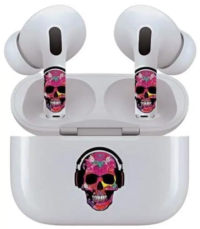 Alt view image 6 of 7 - AirSkins - Decals for AirPods 3, Pink Rocker Skull Design, Scratch-Resistant, Precision Fit, Wireless Charging Friendly, Easy Application, Durable Protection for Earbuds & Case