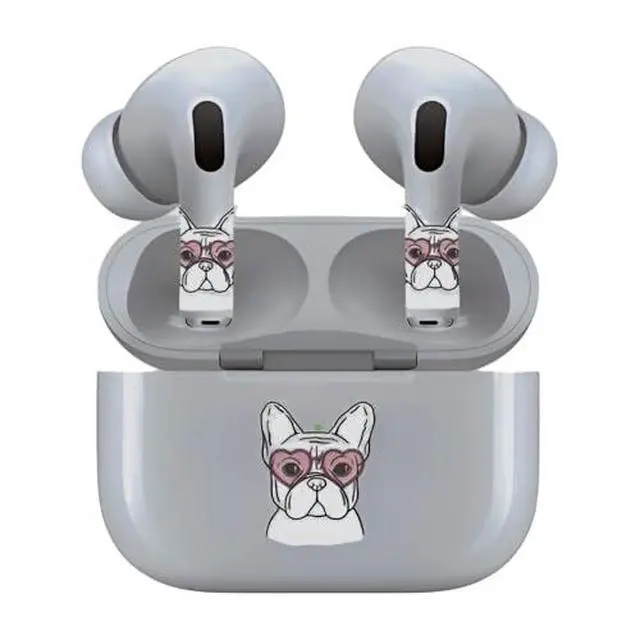 Alt view image 6 of 7 - AirSkins - Decals for AirPods Pro & Pro 2, French Bulldog Design, Scratch-Resistant Precision Fit Wireless Charging Friendly Easy Application Durable Protection for Earbuds & Case