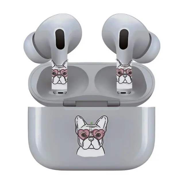 Alt view image 7 of 7 - AirSkins - Decals for AirPods Pro & Pro 2, French Bulldog Design, Scratch-Resistant Precision Fit Wireless Charging Friendly Easy Application Durable Protection for Earbuds & Case