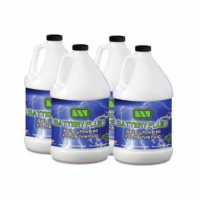 Main image of Froggy's Fog - DS-BAT-4PK - Battery Fog 4-Pack Case Fluid - High Concentration Formula - Hazebase, Look Solutions, Smoke Factory & Antari Battery Powered Fog Machines - Machine 4-Pack Case Fluid
