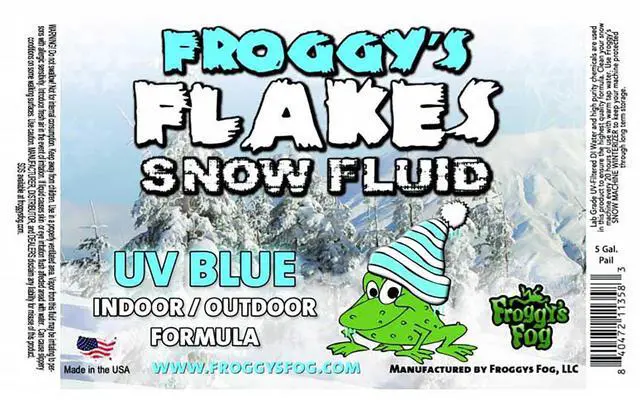 Alt view image 2 of 2 - Froggy's Fog - SN-UVB - BLUE UV BLACKLIGHT REACTIVE Snow Juice Machine Fluid - Froggys Flakes - Evaporative Formula - High Density - Machine Fluid