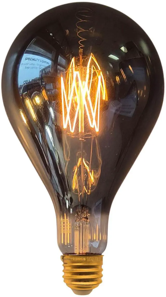 Alt view image 5 of 6 - Jaspertronics LED Large Decorative Pendant Light Bulbs 25W Equivalent, Dimmable LED Oversized Bulbs with Smoke Glass, 1800K Warm White, 7W, 200LM, E26 Base, PS160/PS52