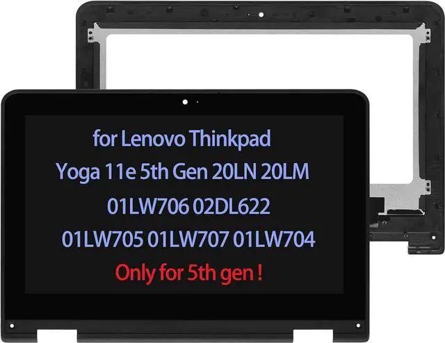 Main image of 11.6" 5M11H20443 5M11H20444 Screen Replacement for Lenovo Thinkpad Yoga 11e 5th Gen 20LN 20LM 01LW706 02DL622 01LW705 01LW707 01LW704 LCD Display Touch Screen + Digitizer