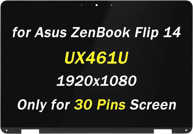 Main image of Replacement 14" for Asus ZenBook Flip 14 UX461 UX461U UX461UN UX461UA 1920x1080 FHD LCD Display Screen + Touch Digitizer + Bezel Frame Assembly