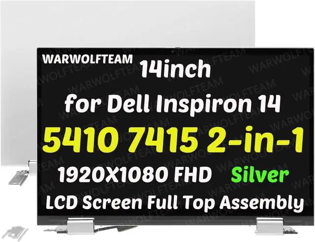 Main image of NUOLAISUN 14in 1920X1080 FHD LCD Touch Screen Digitizer Display Cover Cable Hinges Full Top LED Assembly Compatible with Dell Inspiron 14 5410 7415 2-in-1 P147G P147G001 P147G002(Silver)