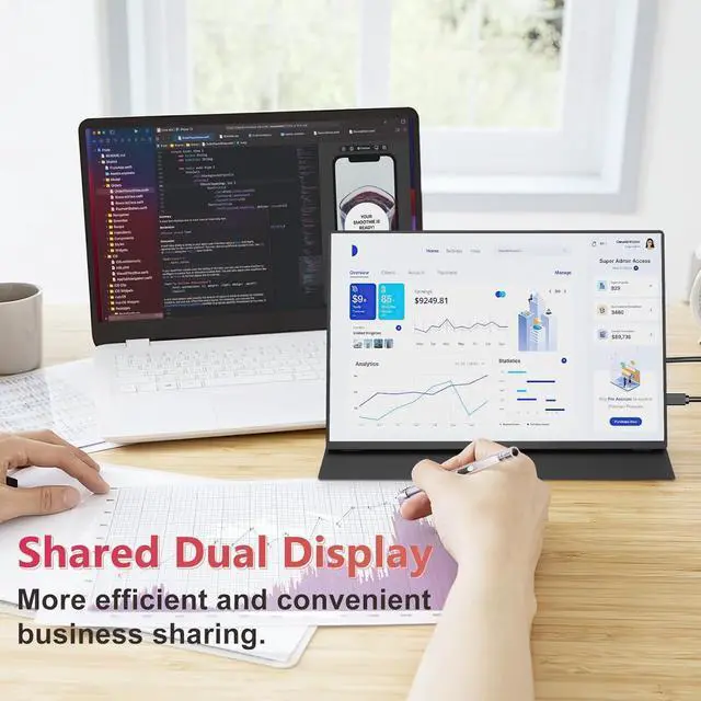Alt view image 4 of 6 - NUOLAISUN 16" Portable Monitor,1080P Gaming Monitor Ultra-Slim IPS, Support FHD+ HDR Plug&Play Built-in for Laptop, Phones, Tablet, Desktop, Mac PS5/4, Xbox, Switch,Display Speaker with/Bracket