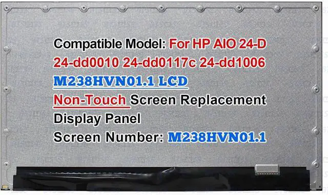 Alt view image 2 of 3 - LCD Replacement for HP All in One 24-D 24-dd0010 24-dd0117c 24-dd1006 24-dd0210 24-dd0006 Non-Touch Screen Display Panel M238HVN01.1 23.8" FHD 1080P 30Pins 60HZ