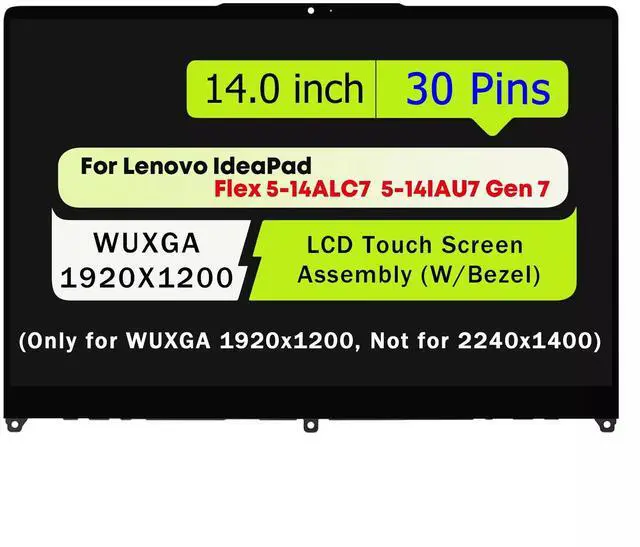 Main image of NUOLAISUN14.0" Replacement for Lenovo IdeaPad Flex 5 14ALC7 82R2 5D10S39787 1920X1200 30 Pins LCD Touch Screen + Bezel Digitizer Assembly