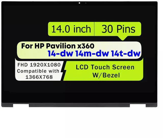 Main image of NUOLAISUN14" New LCD Touch Screen Assembly For HP Pavilion x360 14-dw 14m-dw 14t-dw 14m-dw0xxx 14m-dw1xxx 14m-dw0000 14t-dw0xx 14t-dw000 14t-dw100 14-dw1051cl 14-dw1010wm