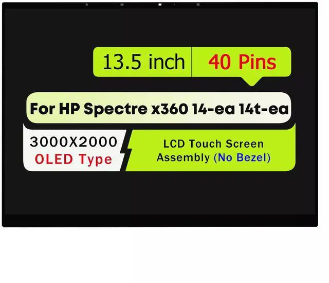 Main image of M22154-001 M22156-001 L99010-110 Screen Replacement for HP Spectre x360 14-ea 14t-ea Series 14-ea1023dx 14-ea0023dx LCD Touch Screen Display Assembly No Bezel (3000x2000 OLED Type) Only for 40Pin