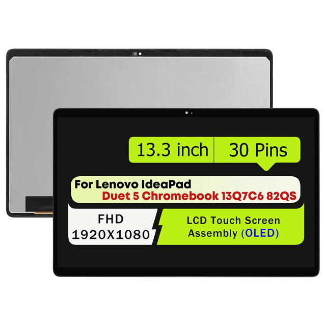 thumbnail image 2 of FTDLCD 13.3" OLED Touch Screen Digitizer For Lenovo IdeaPad Duet 5 Chromebook 13Q7C6 – 30 Pin FHD 2 of 3