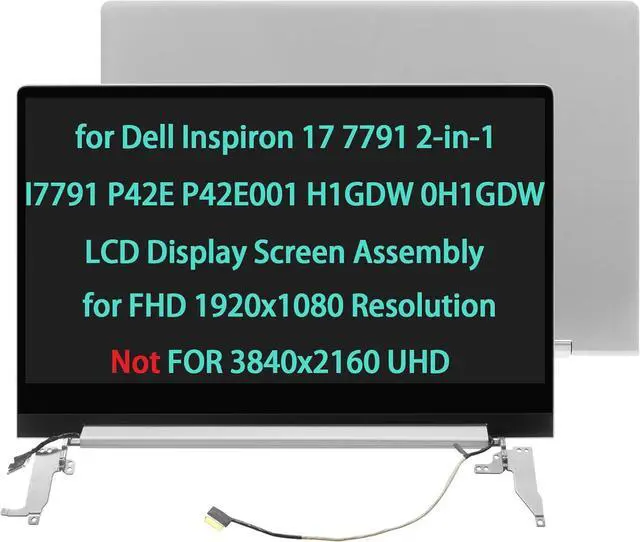 Main image of 17.3" Touch Screen Replacement for Dell Inspiron 17 7791 2-in-1 I7791 P42E P42E001 H1GDW 0H1GDW LCD Complete Full Top Display Hinge Up Assembly + Back Cover FHD 1920x1080 Silver(Not FOR 3840x2160 UHD)