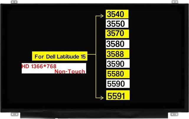 Main image of NUOLAISUN 15.6" Replacement for Dell Latitude 15 3540 3550 3570 3580 3588 3590 5580 5590 5591 Screen LCD Display Panel (HD 1366×768 30 Pins Non-Touch)