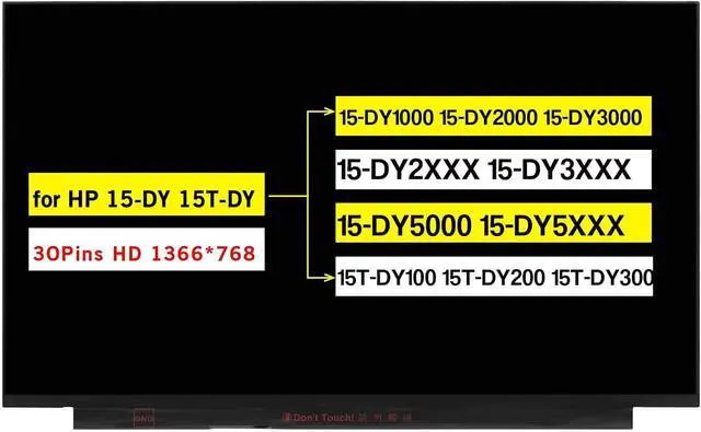 Main image of NUOLAISUN Replacement for HP 15-DY 15T-DY 15-DY1000 15-DY2000 15-DY3000 15-DY2XXX 15-DY3XXX 15-DY5000 15-DY5XXX 15T-DY100 15T-DY200 15T-DY300 Screen LCD Display Panel (HD 1366 * 768 30 Pins Non-Touch)