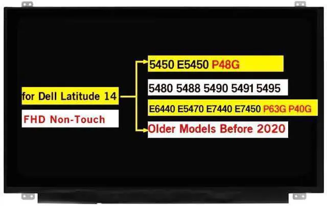 Main image of 14.0" Replacement for Dell Latitude 14 5450 E5450 P48G /5480 5488 5490 5491 5495 / E6440 E5470 E7440 E7450 P63G P40G Screen LCD Display Panel Non-Touch (Older Models Before 2020 FHD 1920×1080 30 Pins)