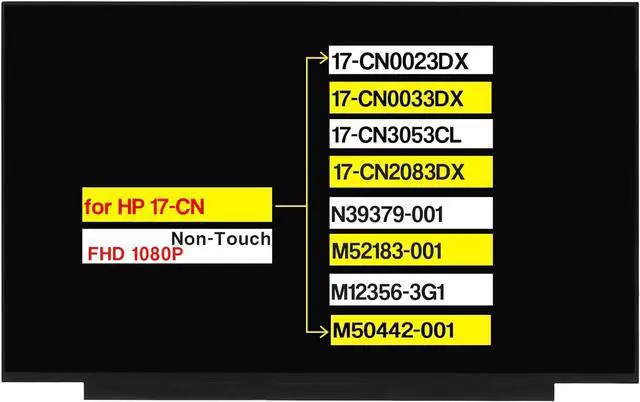 Main image of 17.3" Replacement for HP 17-CN 17-CN0023DX 17-CN0033DX 17-CN3053CL 17-CN2083DX N39379-001 M52183-001 M12356-3G1 M50442-001 FHD 1920x1080 30 Pins Screen LCD Display Panel