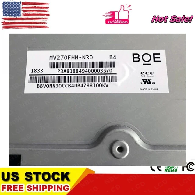 Alt view image 2 of 3 - 1920×1080 27" For Dell MV270FHM-N30 LCD Non-Touch Screen Replacement Display New