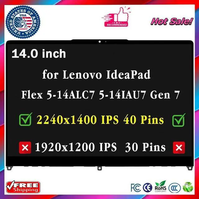 Main image of For Lenovo IdeaPad Flex 5-14ALC7 82R9 82R7 82TA 2240x1400 LCD Touch Screen Assembly