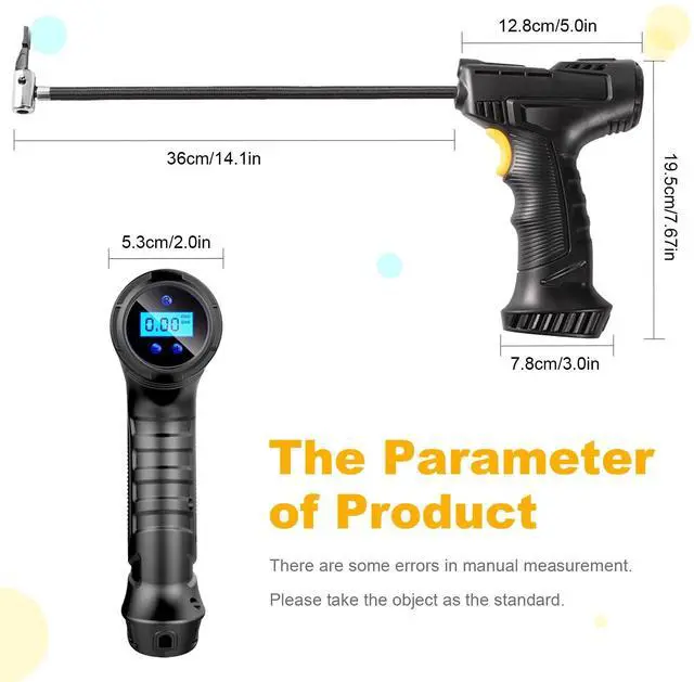 Alt view image 5 of 6 - Cordless Air Pump, 150 PSI Inflatable Handheld Air Compressor Car Tire Pump with Digital Pressure Gauge, Electric Tire Inflator for Bike Car Tires Balls
