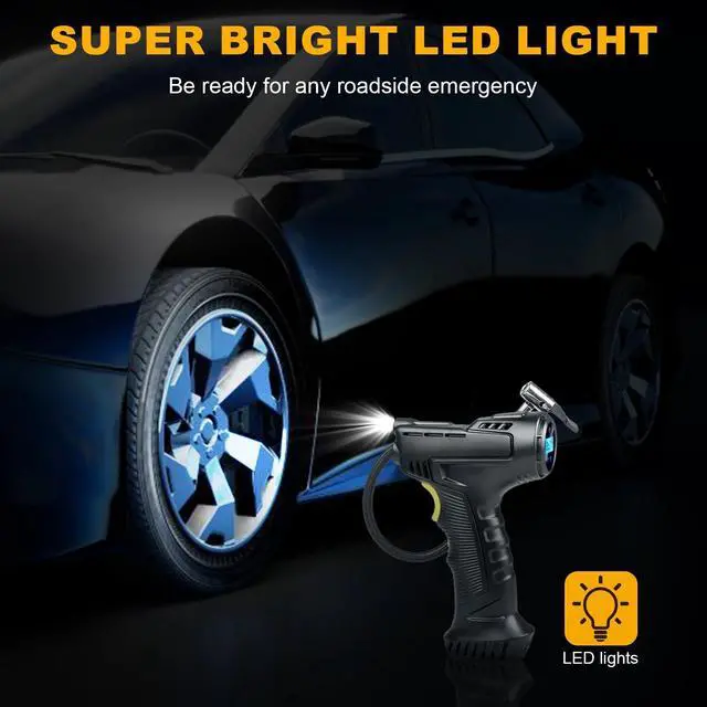 Alt view image 6 of 6 - Cordless Air Pump, 150 PSI Inflatable Handheld Air Compressor Car Tire Pump with Digital Pressure Gauge, Electric Tire Inflator for Bike Car Tires Balls