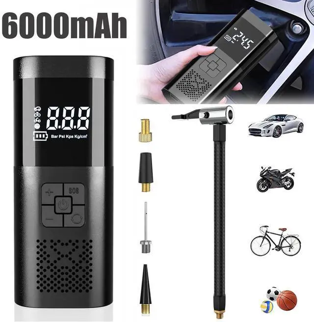 Main image of Tire Inflator Portable Air Compressor, 150PSI Rechargeable 6000mAh Battery Tire Inflator, Mini Air Pump Auto Shut off, Tire Pump with LED Light for Car Motorcycle Bicycle
