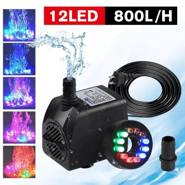 Alt view image 6 of 6 - Water Pump with 12 LED 16W Lights for Fountain Pool Garden Pond Tank