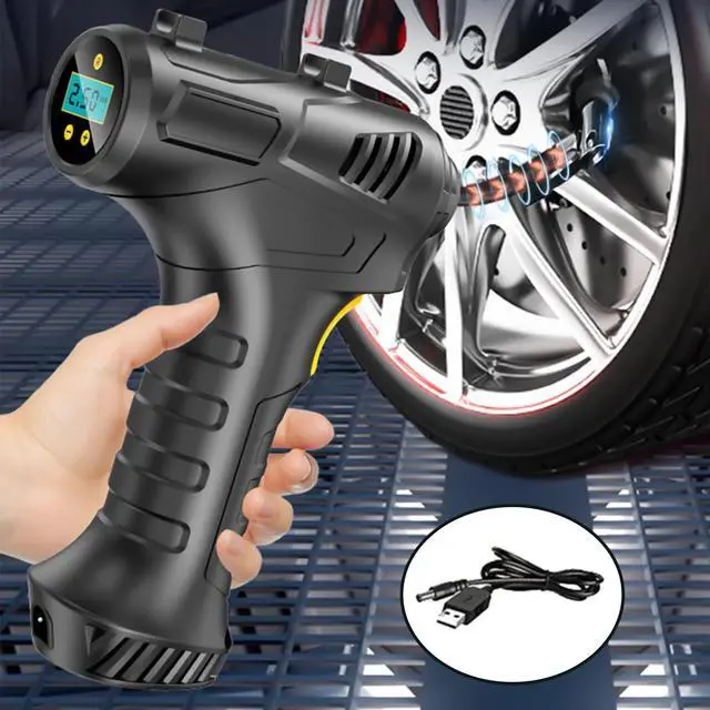 Alt view image 3 of 6 - Cordless Air Compressor Tire Inflator,Portable Handheld Air Pump for Tires with Digital Pressure Gauge,Rechargeable Battery Powered Wireless Air Pump
