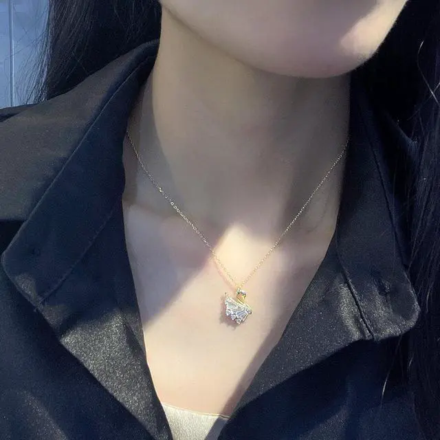 Alt view image 3 of 7 - S925 Sterling Silver Swan White/Gold Pendant Necklace for Women 18K gold plated Inlaid Cubic Zirconia Necklace - Wedding Engagement Valentine's Day Christmas Gift