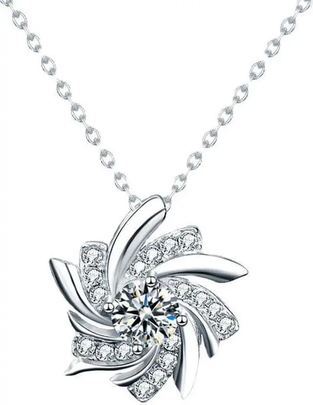 Alt view image 5 of 7 - 0.5CT Moissanite Windmill Necklace for Female S925 Sterling Silver Clavicle Pendant Necklace for Women Girlfriend Wedding Jewelry