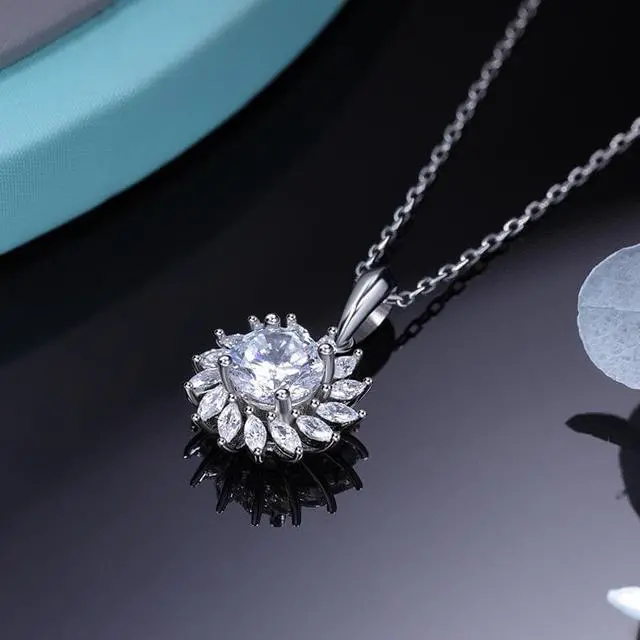 Alt view image 2 of 7 - 1CT Moissanite Necklace 18K White Gold Plated Silver D Color Ideal Cut Diamond Necklace for Women with Certificate of Authenticity