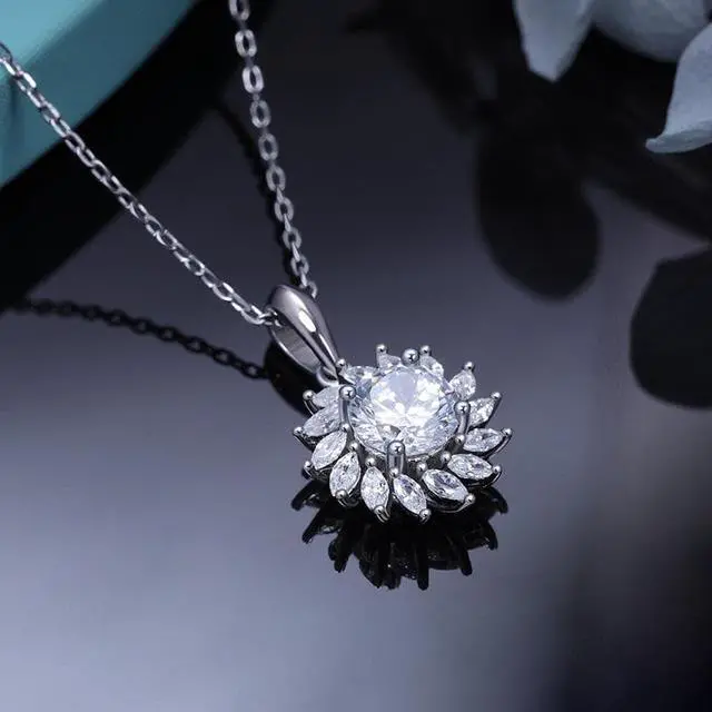 Alt view image 3 of 7 - 1CT Moissanite Necklace 18K White Gold Plated Silver D Color Ideal Cut Diamond Necklace for Women with Certificate of Authenticity