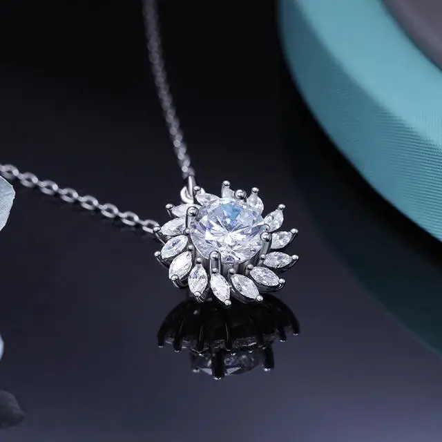 Alt view image 4 of 7 - 1CT Moissanite Necklace 18K White Gold Plated Silver D Color Ideal Cut Diamond Necklace for Women with Certificate of Authenticity