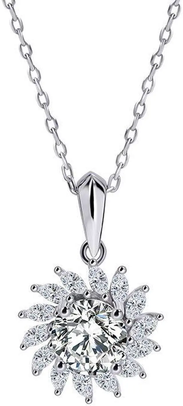Alt view image 5 of 7 - 1CT Moissanite Necklace 18K White Gold Plated Silver D Color Ideal Cut Diamond Necklace for Women with Certificate of Authenticity