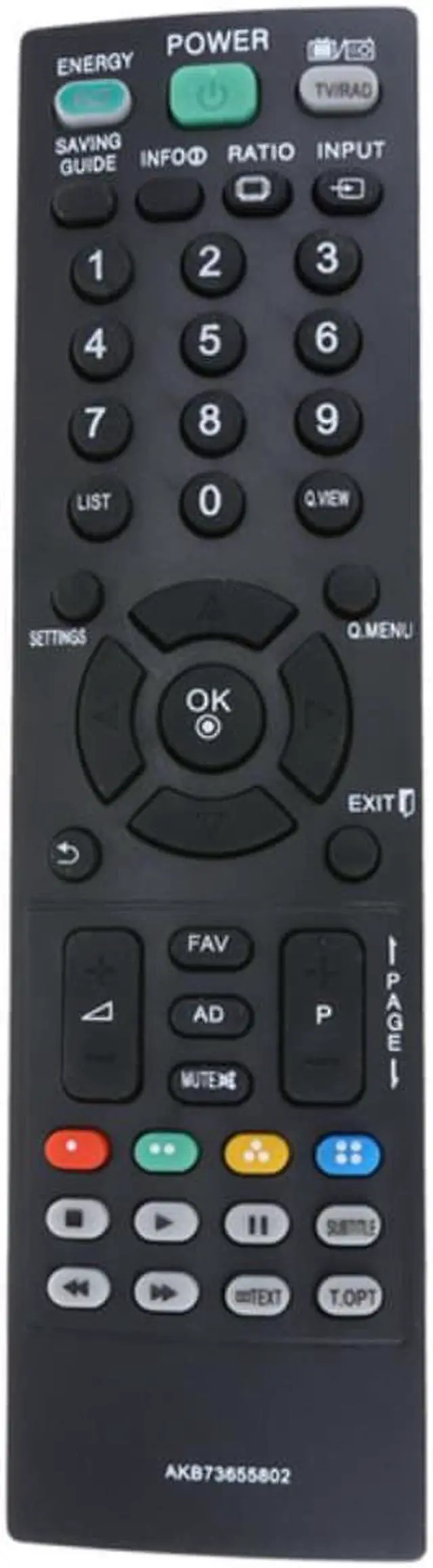 Main image of Universal Television Remote Control Replacement TV Remote Control Unit All Functions Black for LG AKB73655802