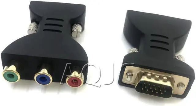 Main image of VGA RCA Adapter 3RCA Video Female To HD 15 Pin VGA Converter Style Component Video Jack Adapter