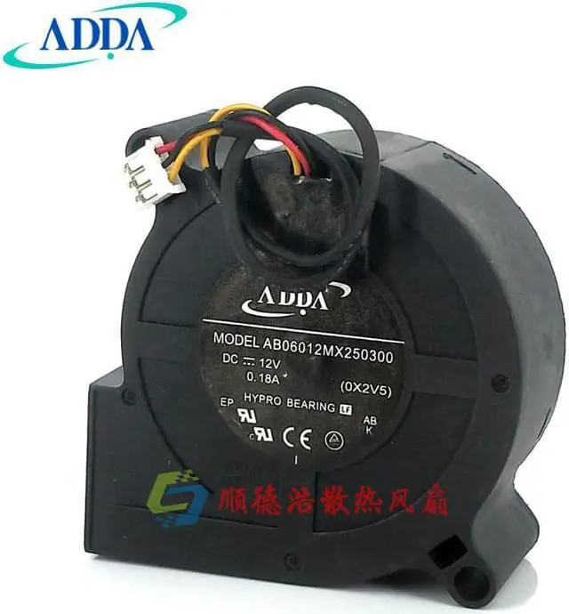 Main image of FOR ADDA AB06012MX250300 60x60x25mm 12V 0.18A Projector Cooling Fan Blower Turbo Fan