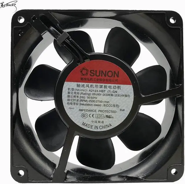 Main image of a2123-hbt (7). Gn.155 220V 12038 220V 240V 12W cooling fan plug-in fan 120*120*38MM