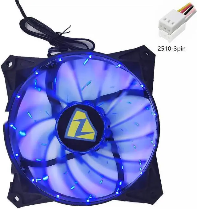 Main image of 12025 Transparent Light-Emitting 12v 15 Blue Lights Computer Shadow Chassis Wind Fan 12CM Ultra-Quiet