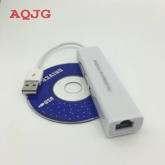 Main image of 1 port usb network USB to RJ45 Lan Card Ethernet Network Cable  3 Port Hub for Win 8 7 XP  HUB Computer lan card With CD driver