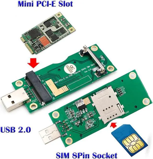 Main image of Mini PCI-E to USB Adapter with SIM 8Pin Card Slot for WWAN/LTE Module