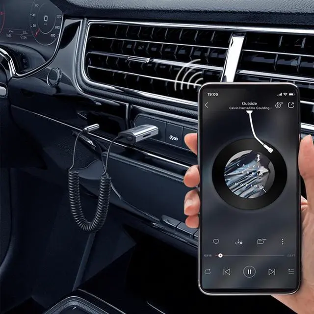 Main image of Flexible Audio Receiver Dongle Bluetooth-compatible 5.3 Handsfree Car Dongle 3.5mm Jack Built-in Microphone Support TF Card