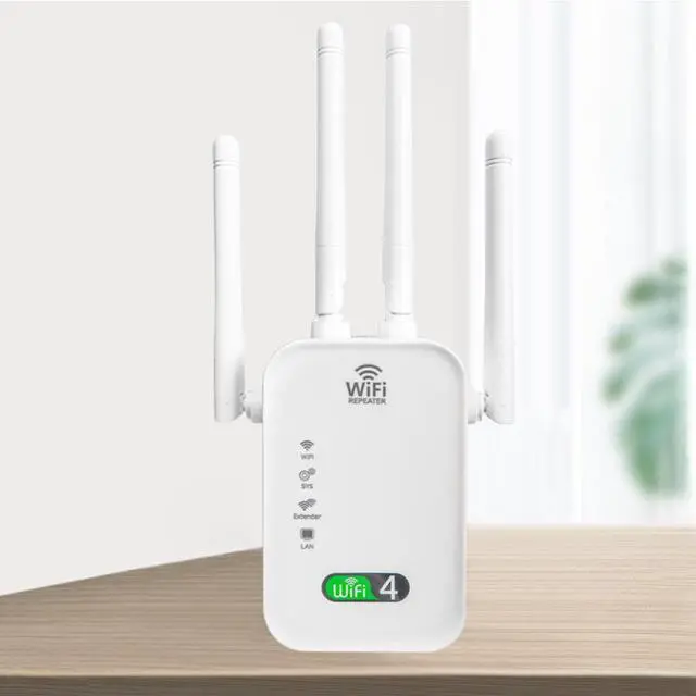 Main image of WiFi Long Range Extender Wall-mounted Internet Signal Booster 300Mbps Wide Coverage with 4 External Antennas